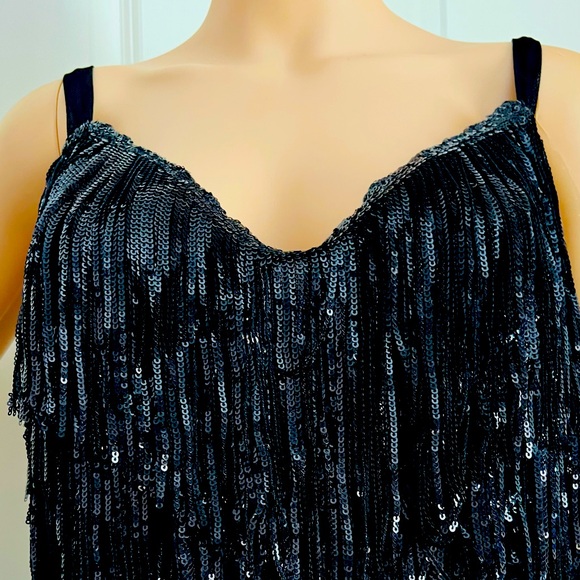 New AKIRA SHOW OUT FRINGE MINI DRESS IN BLACK - Picture 12 of 14